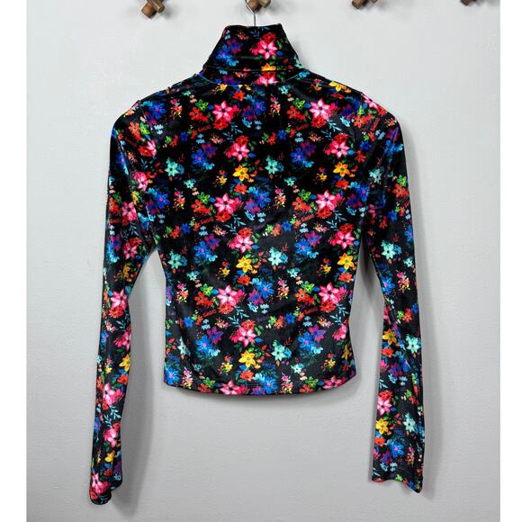 New Siedres Cody Velvet Floral Printed Fitted Turtleneck Top Size S - Picture 3 of 11